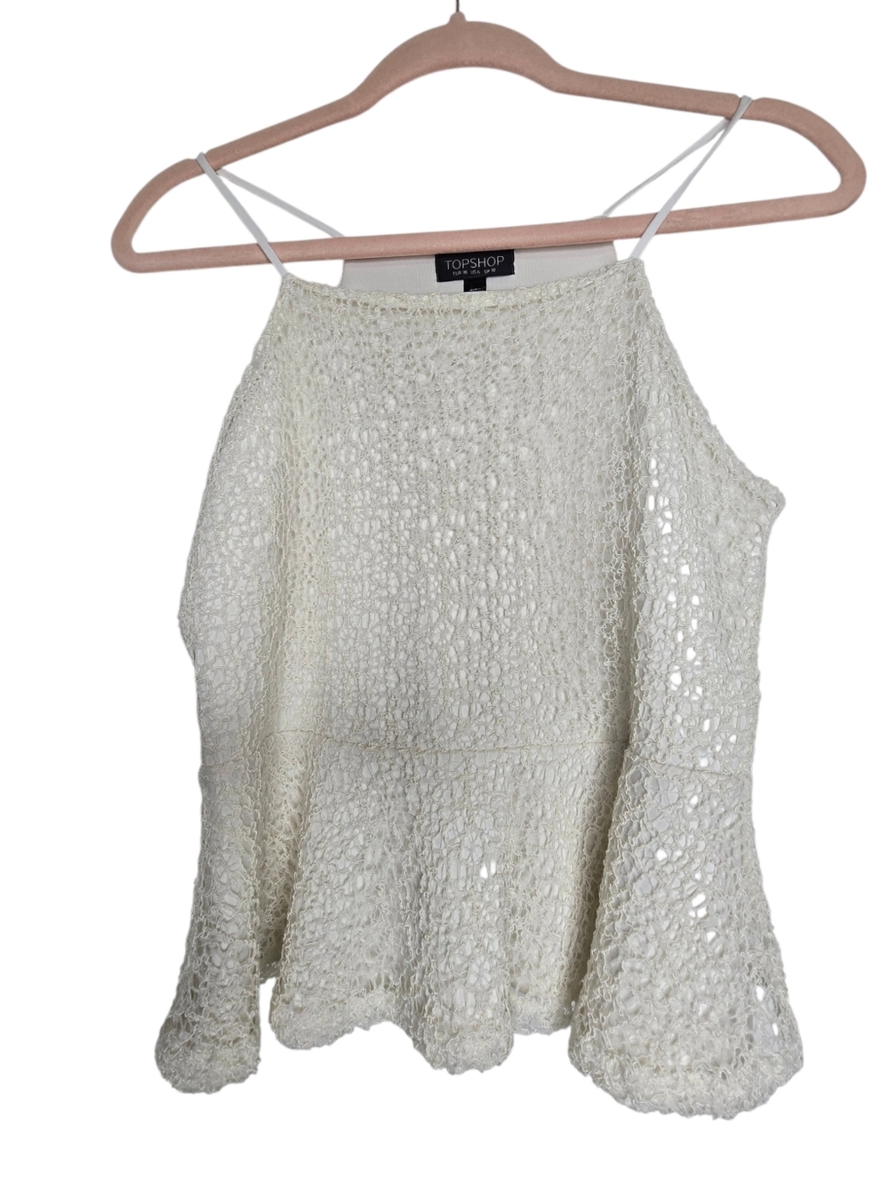 Topshop ivory lace overlay peplum top